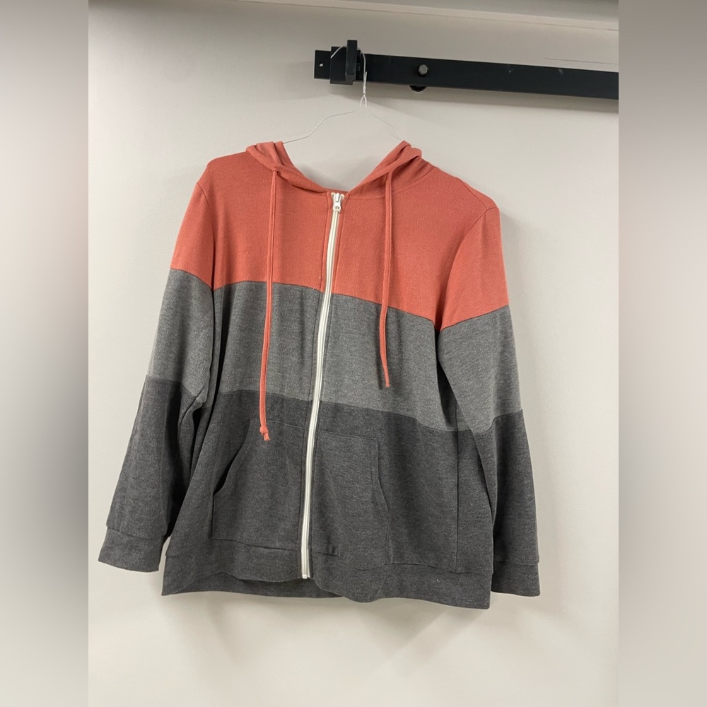 Tri color zip up hoodie